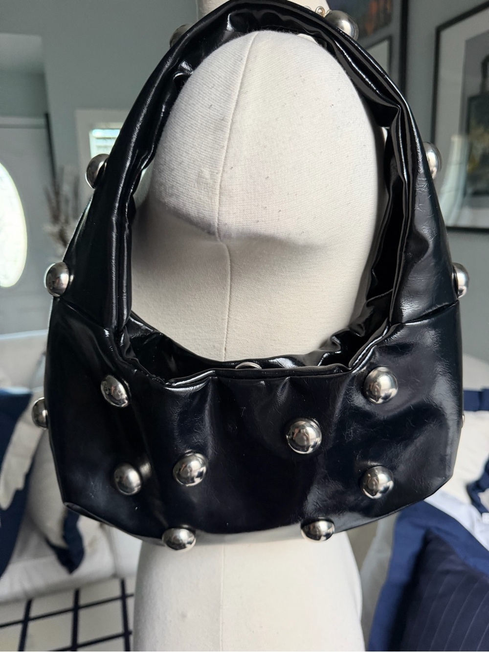 Y2k Black Studded Shoulder Bag